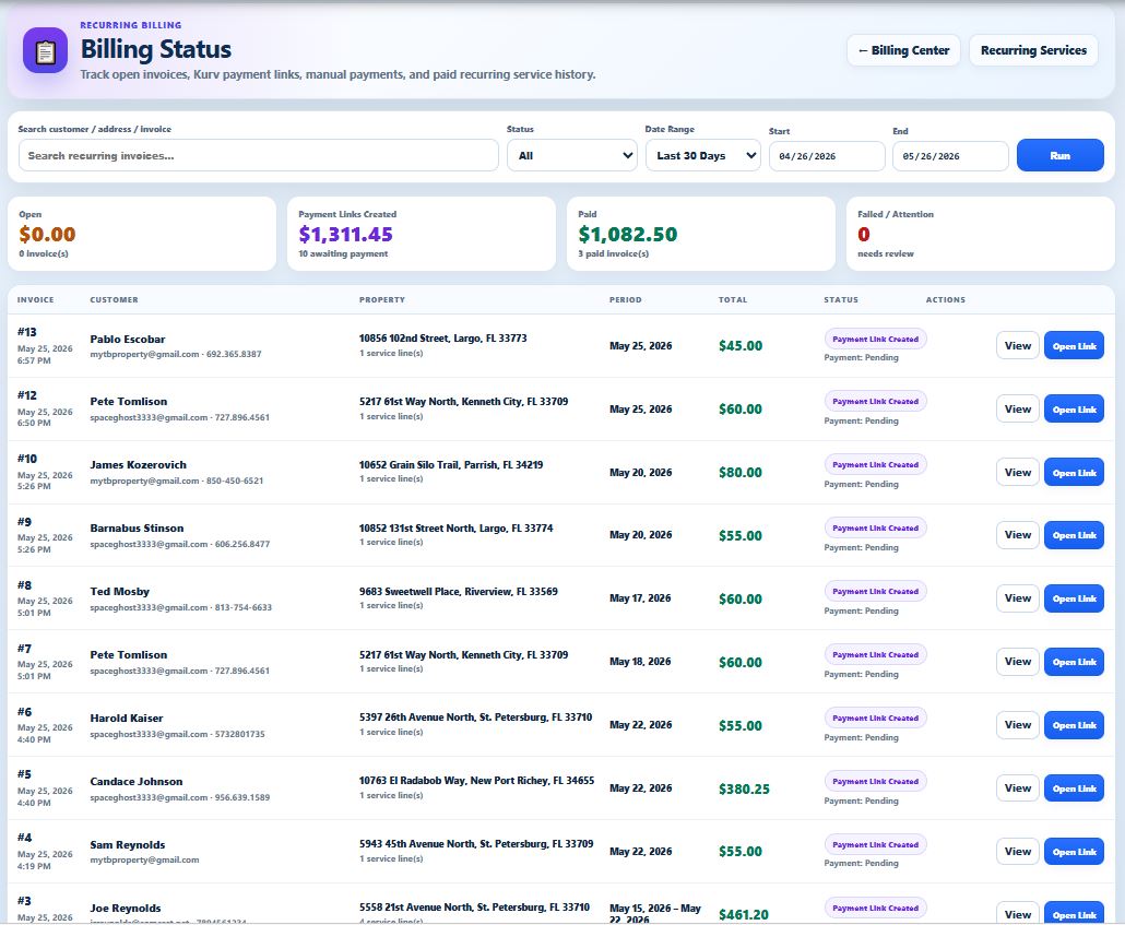 SimpleOps billing center and payment tracking