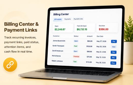 SimpleOps billing center for recurring services