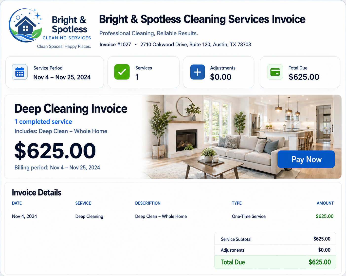 Cleaning customer portal and payment workflow