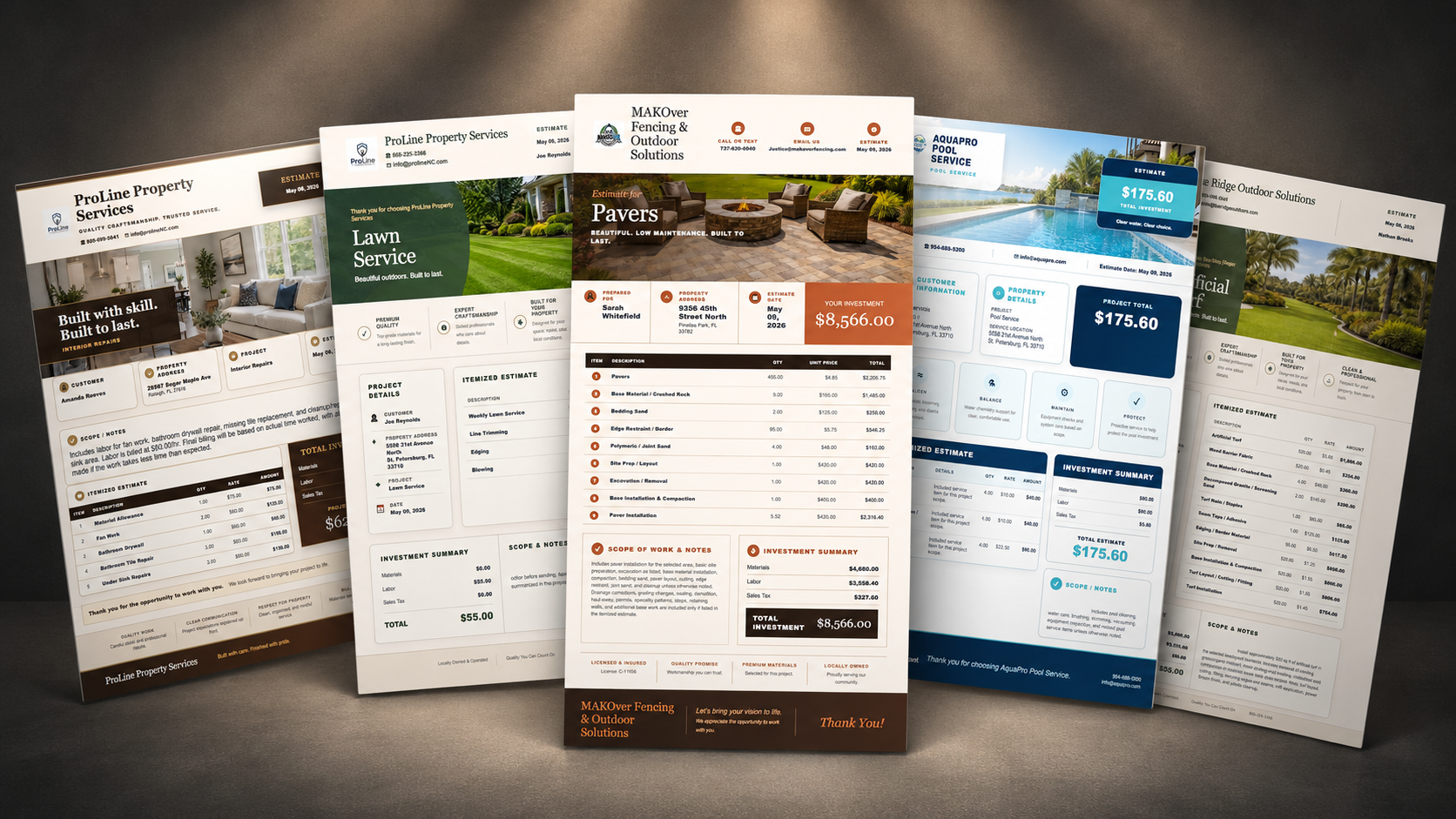 SimpleOps professional estimate templates
